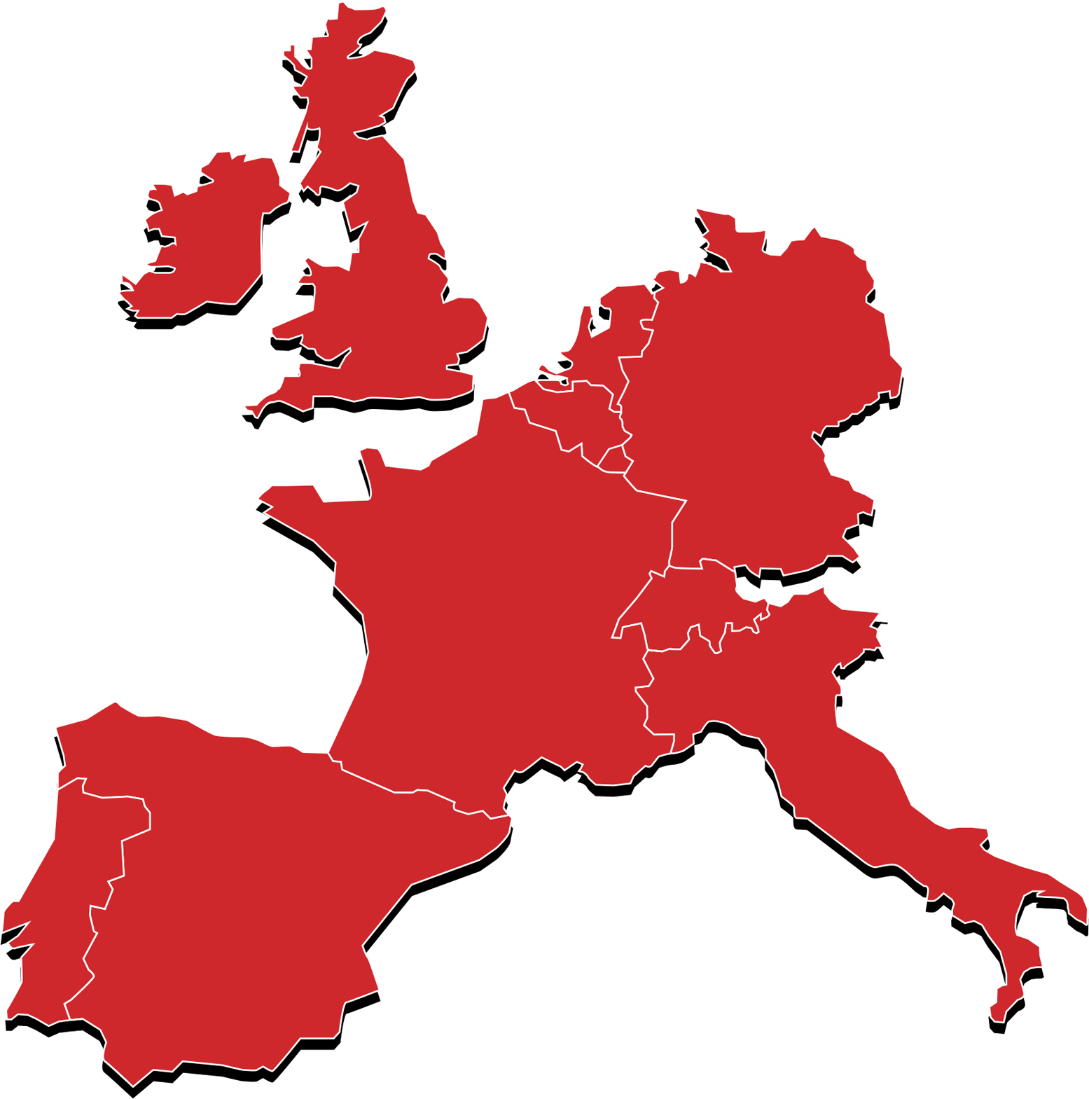 carte des clubs d'Europe